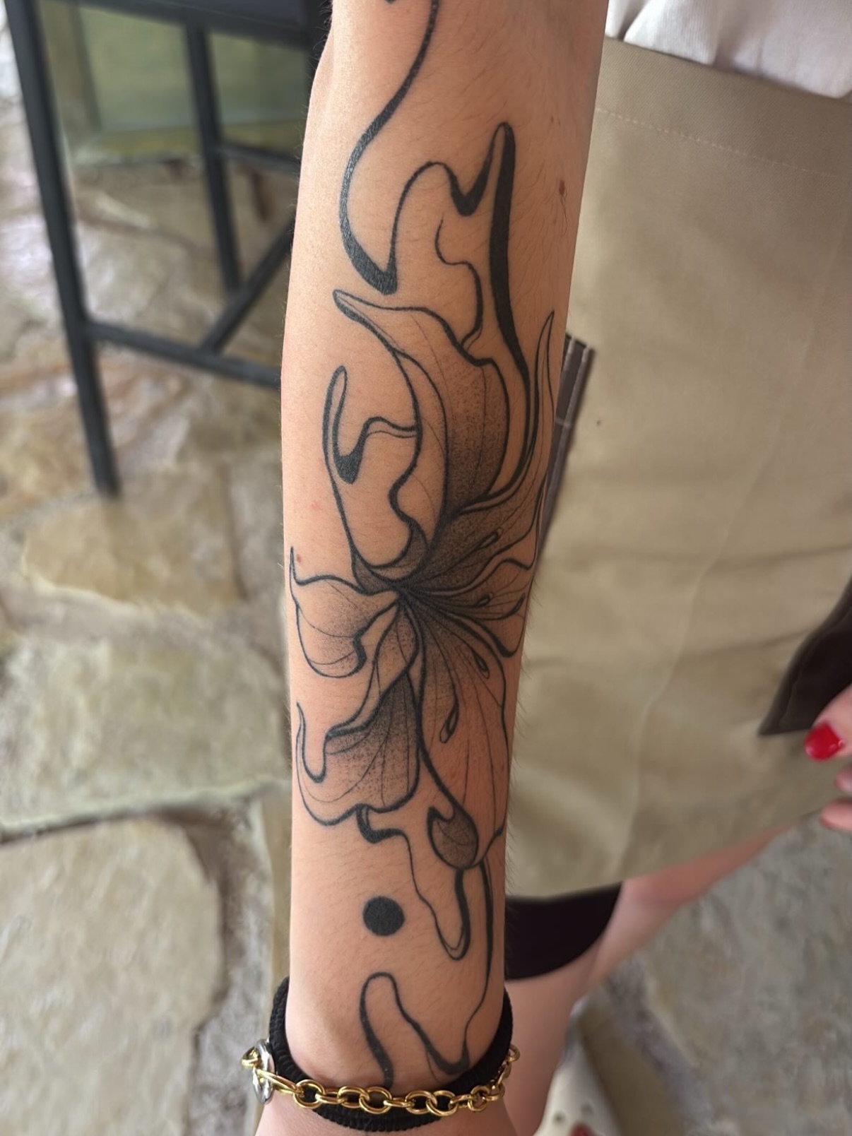 Abstract Floral Flow Forearm Tattoo