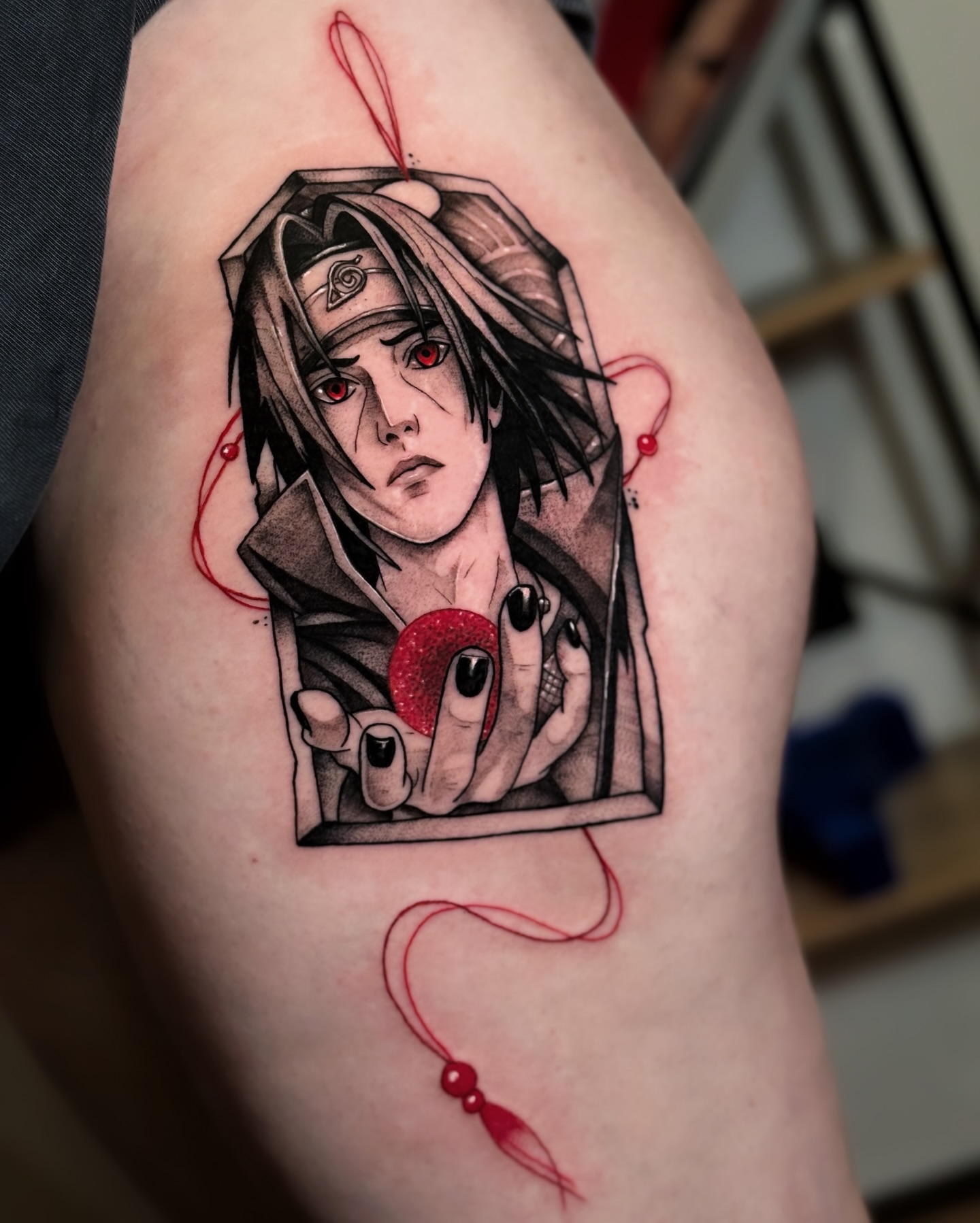 Uchiha Itachi Portrait with Crimson Thread