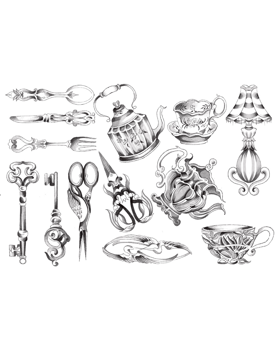 Victorian Tea Set Flash Sheet