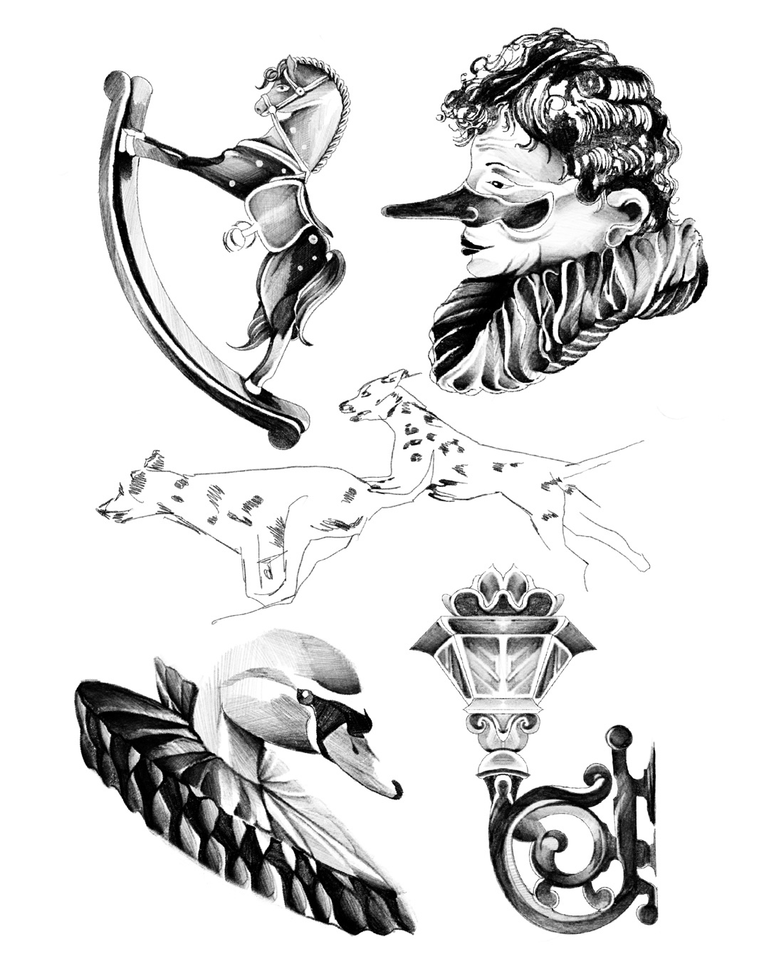 Carousel Dreams: Rocking Horse & Masquerade Sketchbook