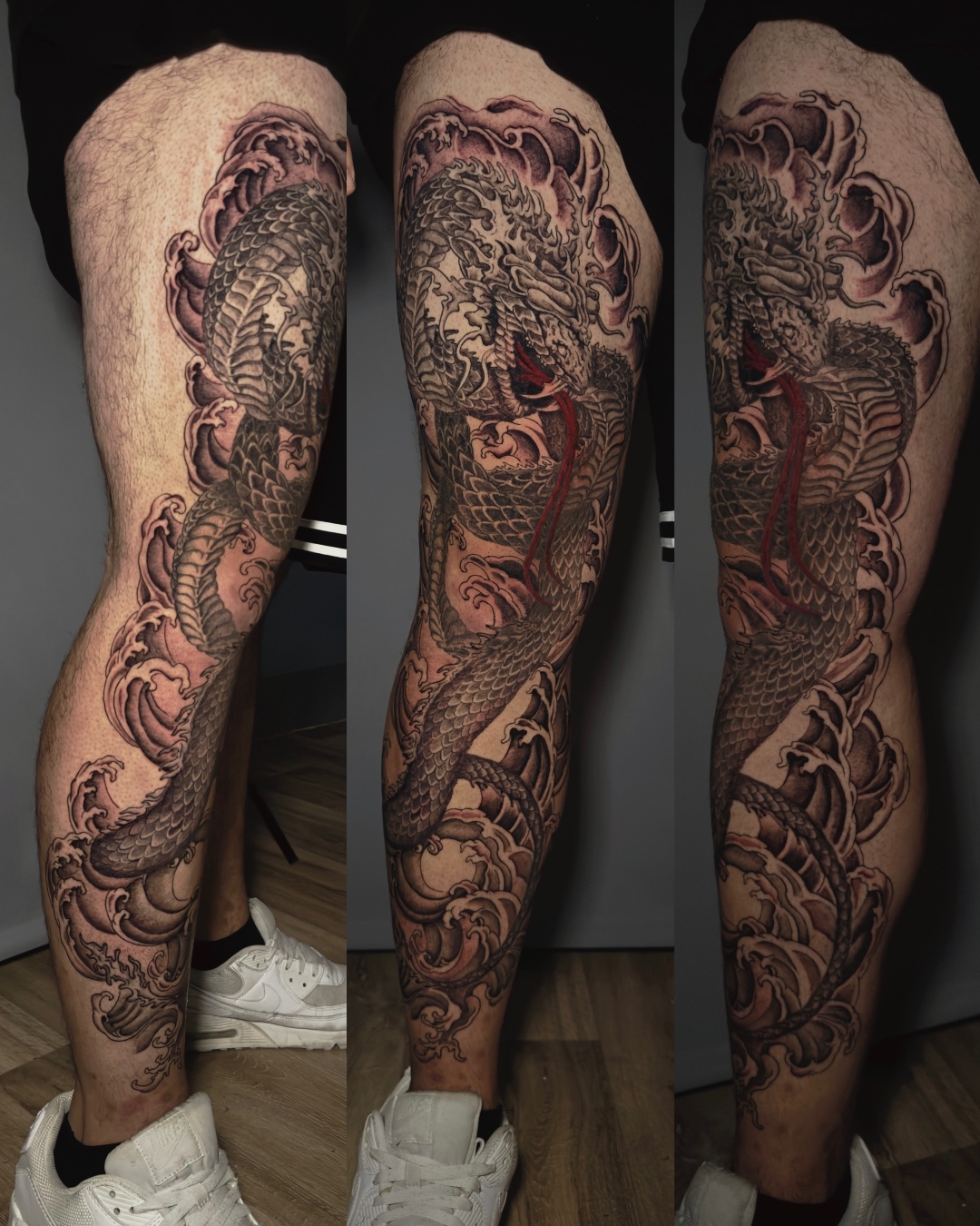Dragon and Waves Leg Sleeve